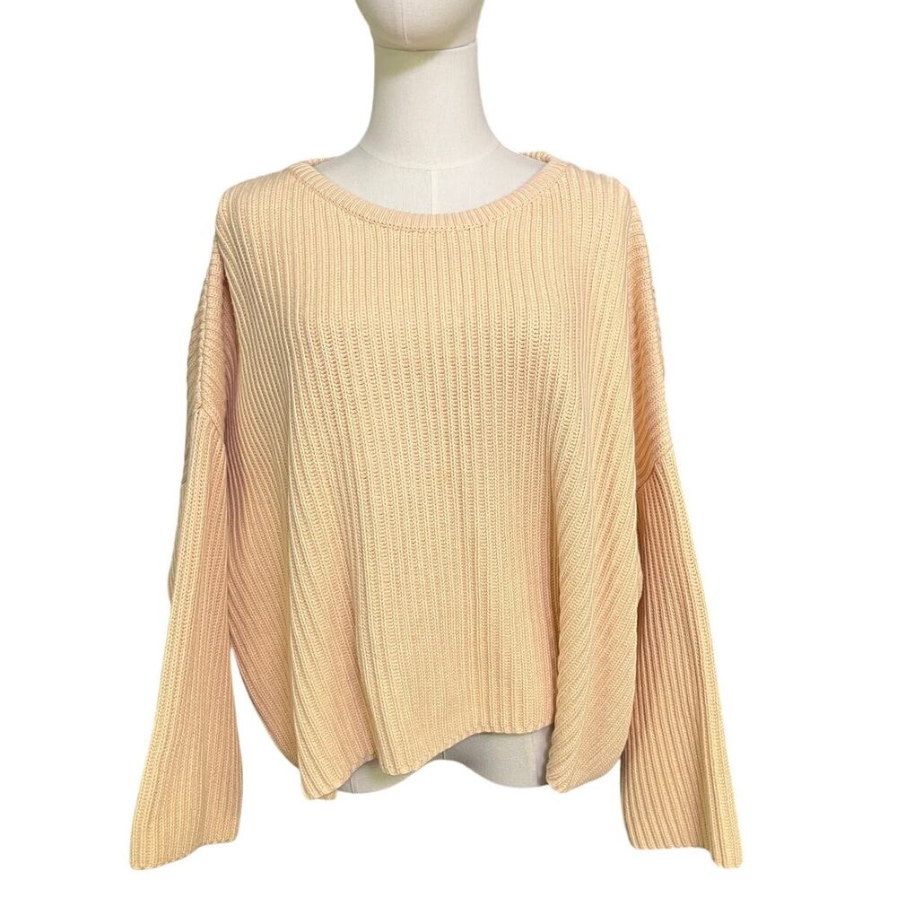 Clifford & Wills Ribbed Cotton Sweater One Size Blush Peach Drop Sleeve Vintage